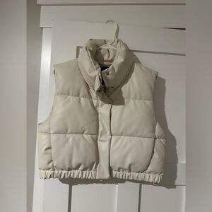 Zara cream leather Puffer Vest